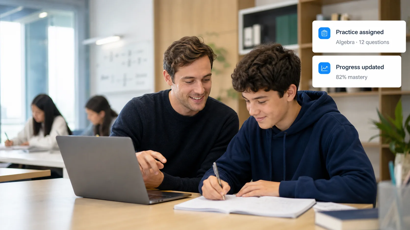 A tutor working one-to-one with a student on algebra